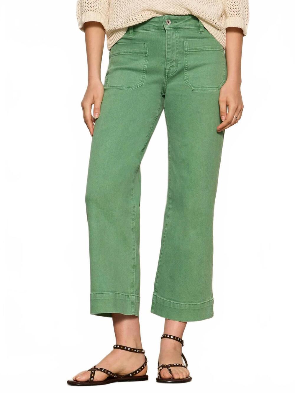 NEW SANDY LIANG marine crop straight leg jeans in green juice
